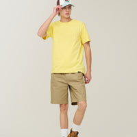 Label Cotton Chino Shorts - D/Beige