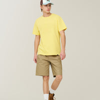 Label Cotton Chino Shorts - D/Beige