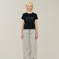 W Vintage Logo Crop T-Shirt - Black