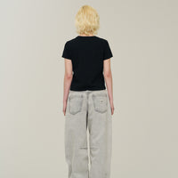 W Vintage Logo Crop T-Shirt - Black