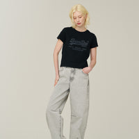W Vintage Logo Crop T-Shirt - Black