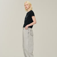 W Vintage Logo Crop T-Shirt - Black