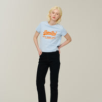 W Vintage Logo Crop T-Shirt - Grey/Blue