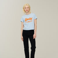 W Vintage Logo Crop T-Shirt - Grey/Blue