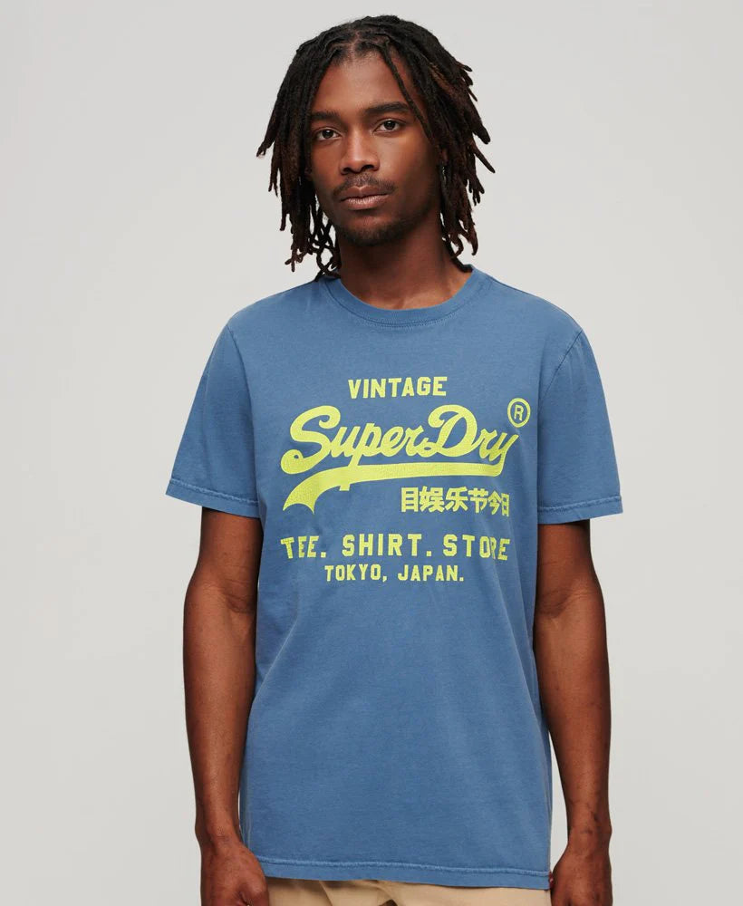 Neon Vintage Logo T Shirt Esign Blue Superdry Malaysia