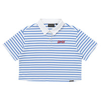 W Stripe Crop Rugby Shirt - White
