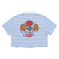 W Stripe Crop Rugby Shirt - White