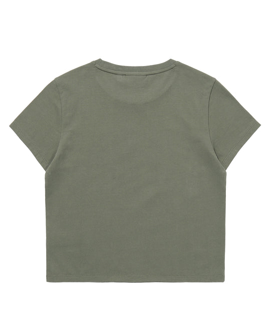 W Vintage Art Crop T-Shirt - Khaki
