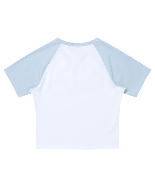 W Cap Sleeve T-Shirt - Grey/Blue