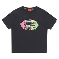 W Watercolor Graphic T-Shirt - Black