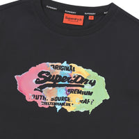 W Watercolor Graphic T-Shirt - Black