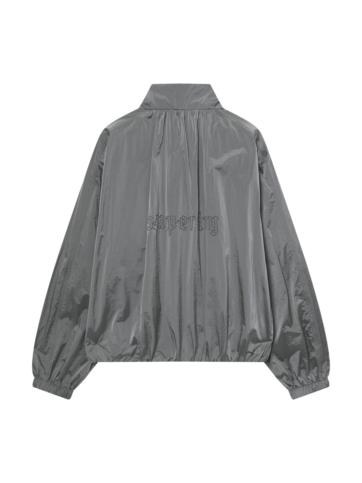 Glossy Nylon Zip-Up Jacket