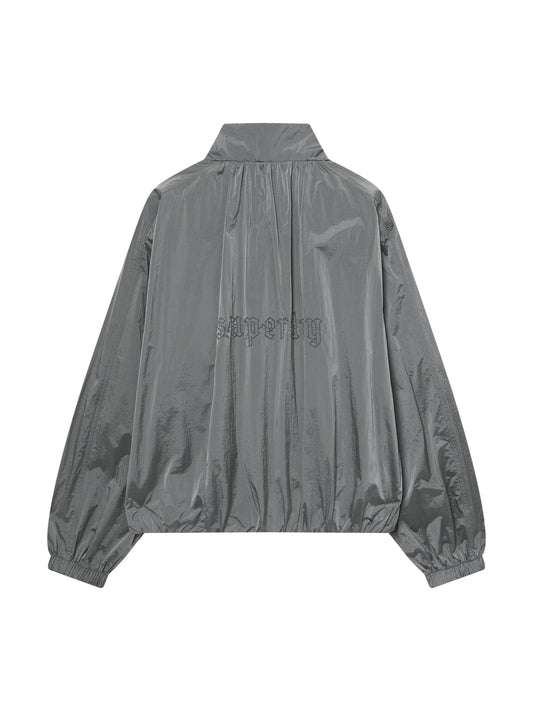 Glossy Nylon Zip-Up Jacket