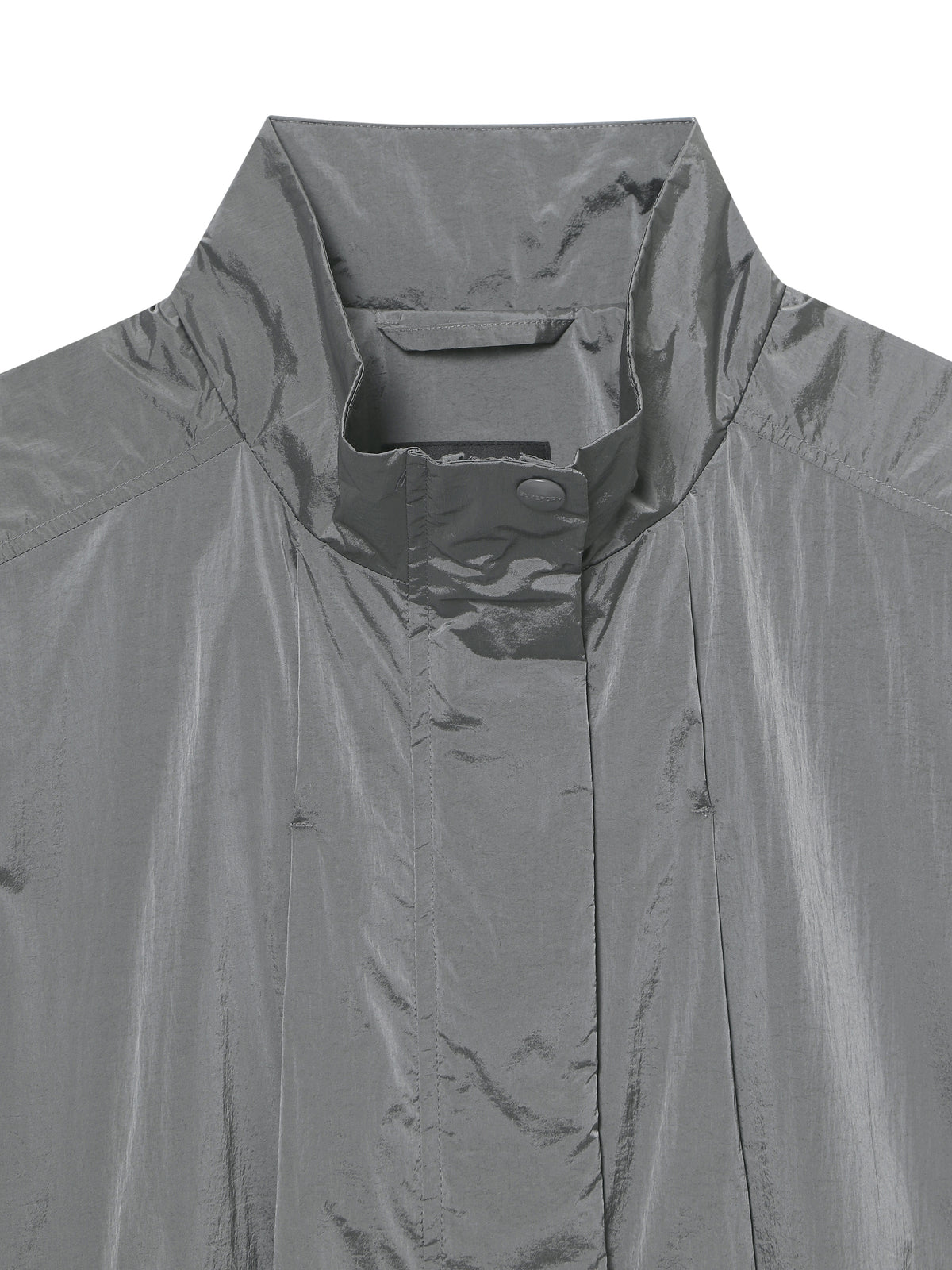 Glossy Nylon Zip-Up Jacket