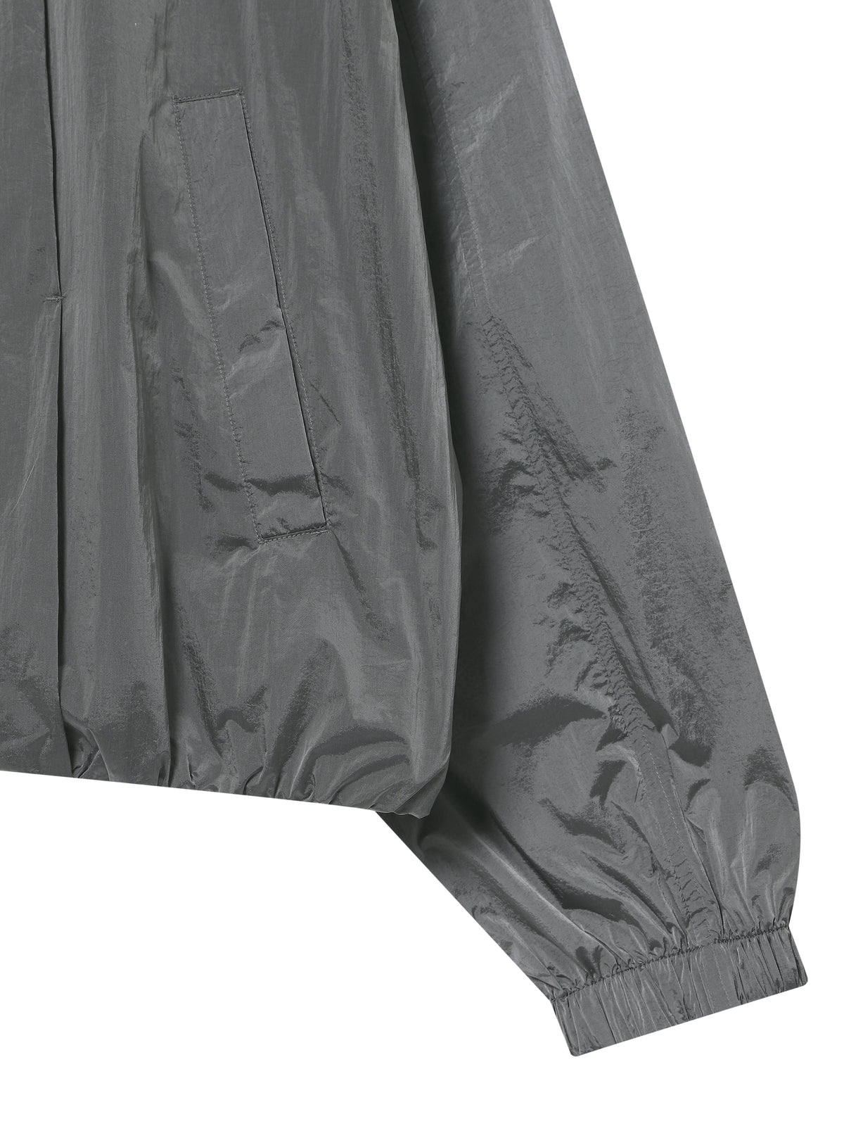 Glossy Nylon Zip-Up Jacket