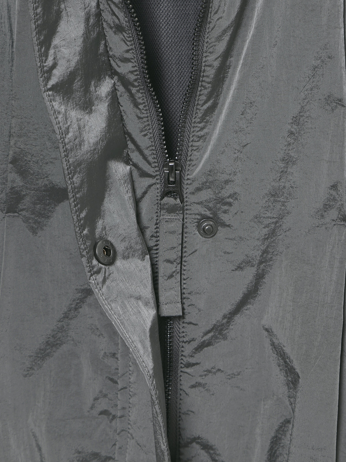Glossy Nylon Zip-Up Jacket
