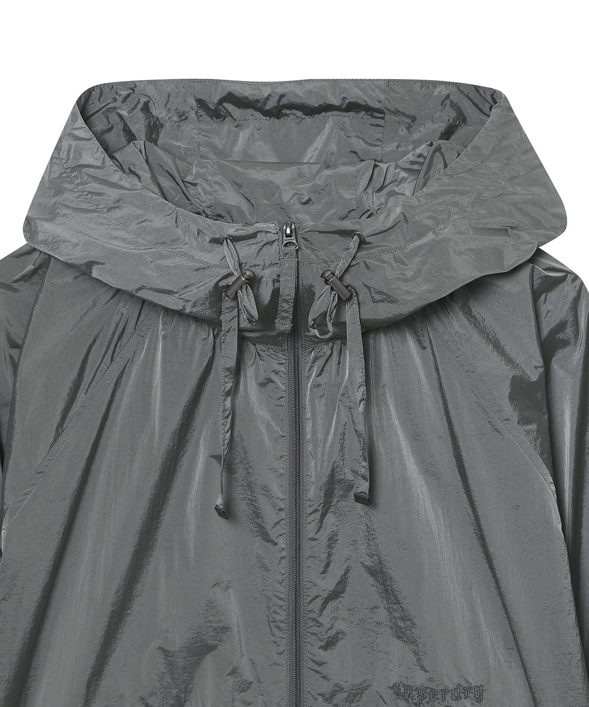 W Glossy Shirring Wind Jacket