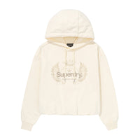 W Vintage Washed Crop Hoodie - Cream