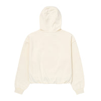 W Vintage Washed Crop Hoodie - Cream