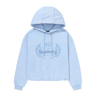 W Vintage Washed Crop Hoodie - L/Blue