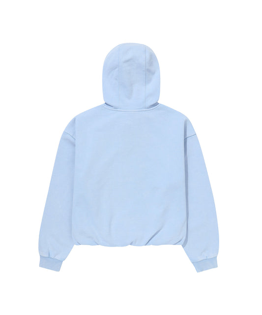 W Vintage Washed Crop Hoodie - L/Blue