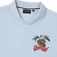 Tiger Logo Polo Shirt - Grey/Blue