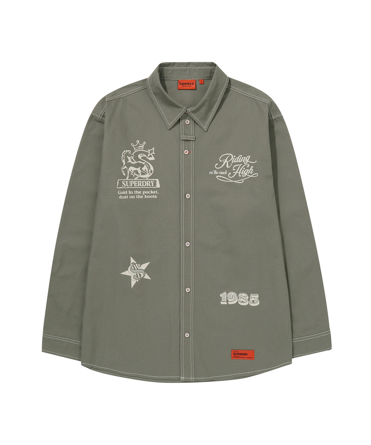 Rich Farmer Graphic Cotton Shirt - Olive