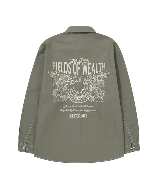 Rich Farmer Graphic Cotton Shirt - Olive