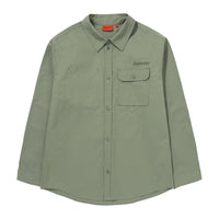 Contrast Stitch Work Pocket Shirt - Khaki Green