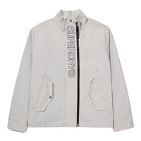 High Neck Windbreaker Jacket - Grey/Beige