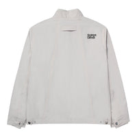 High Neck Windbreaker Jacket - Grey/Beige