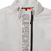High Neck Windbreaker Jacket - Grey/Beige