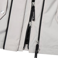 High Neck Windbreaker Jacket - Grey/Beige