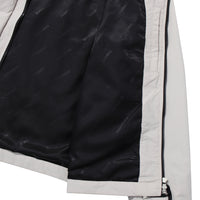 High Neck Windbreaker Jacket - Grey/Beige