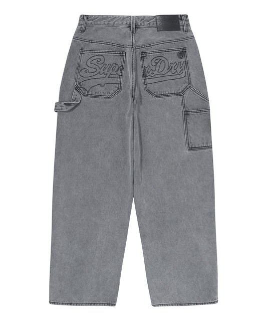 Double Knee Carpenter Denim Pants - Grey
