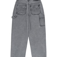 Double Knee Carpenter Denim Pants - Grey