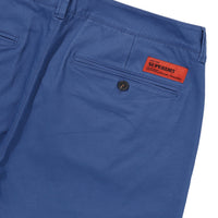 Label Cotton Chino Shorts - D/Blue