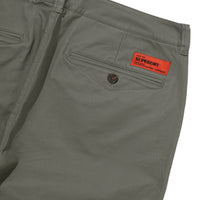 Label Cotton Chino Shorts - Khaki Green