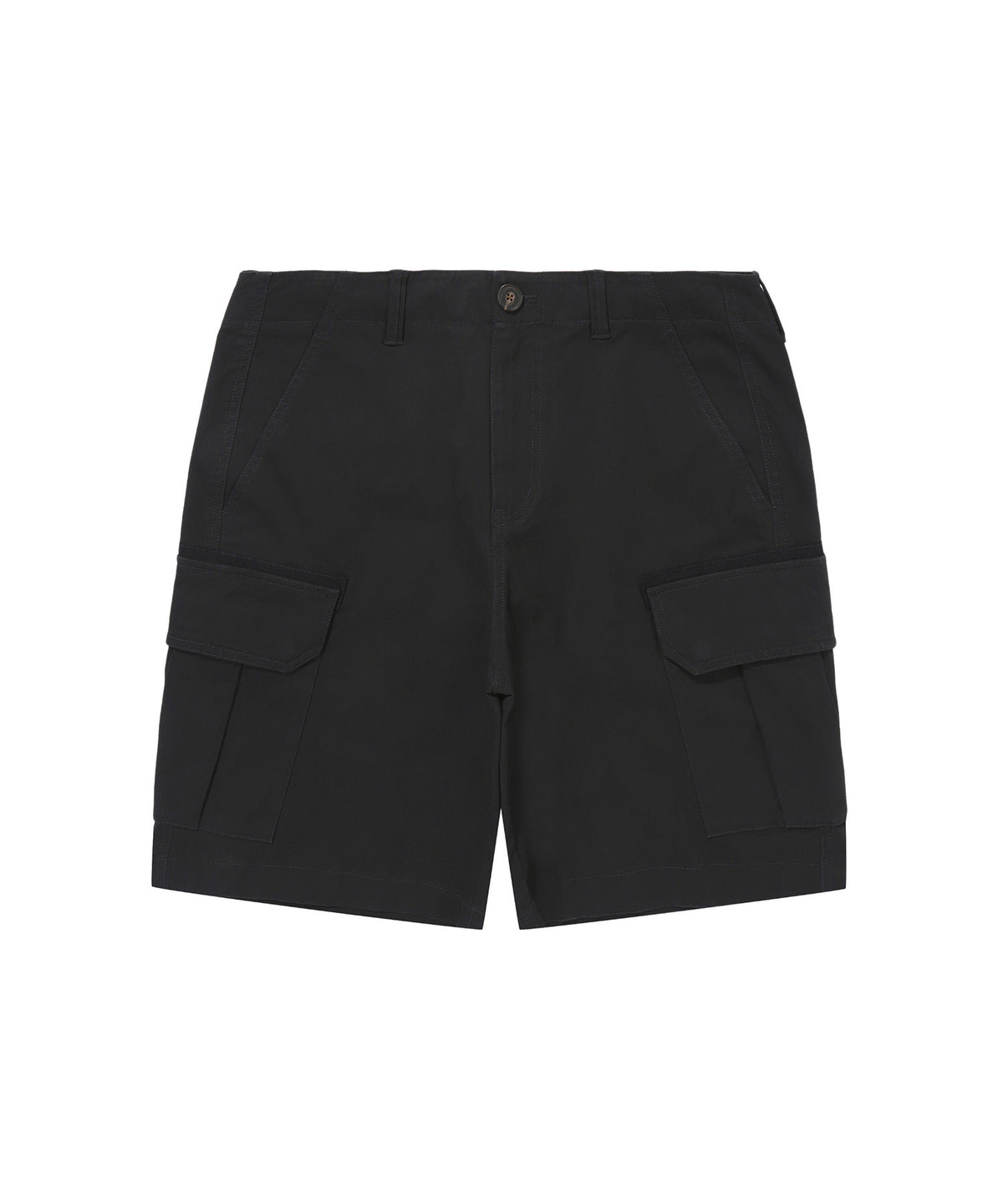 Label Cargo Cotton Shorts - Black