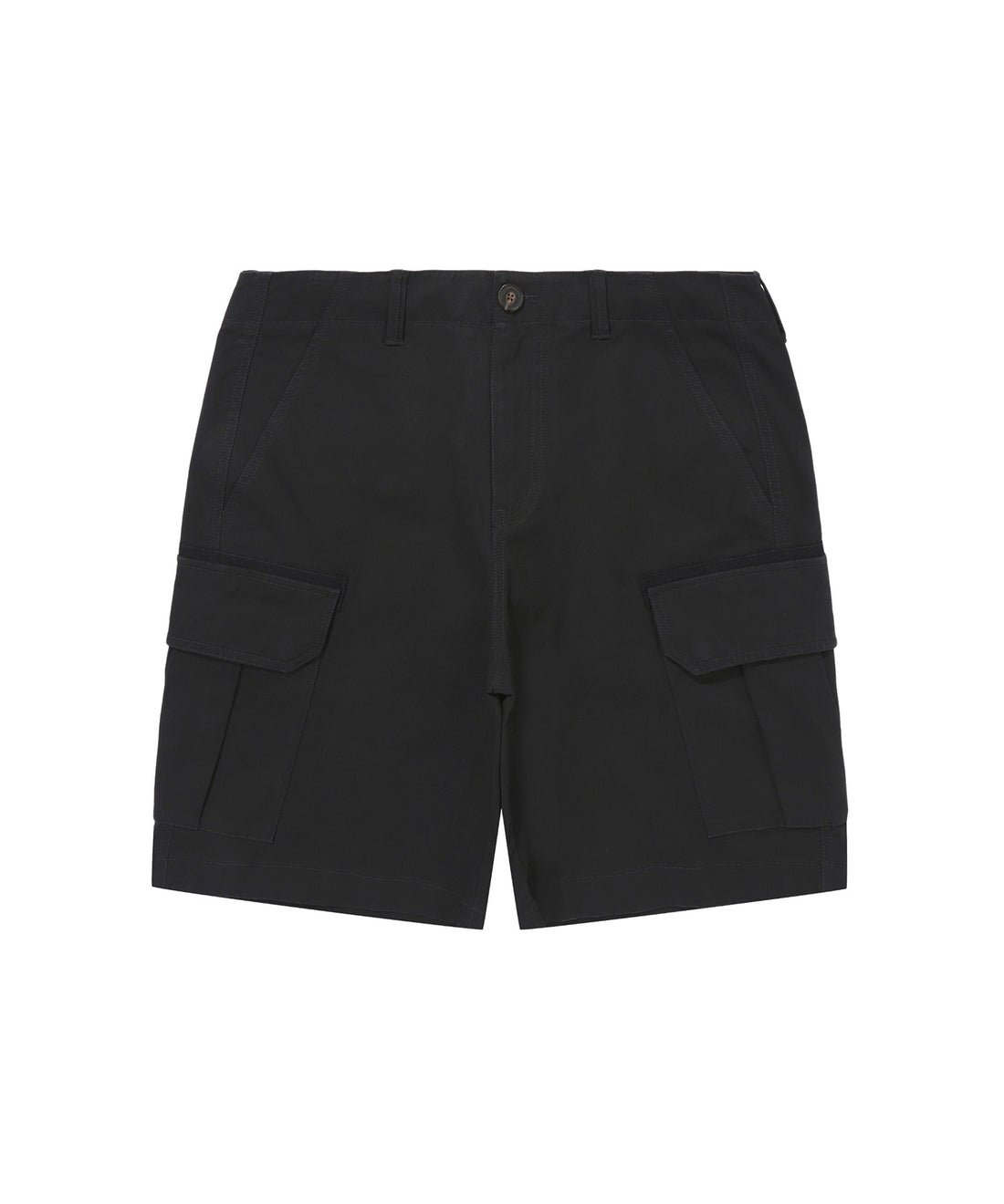 Label Cargo Cotton Shorts - Black