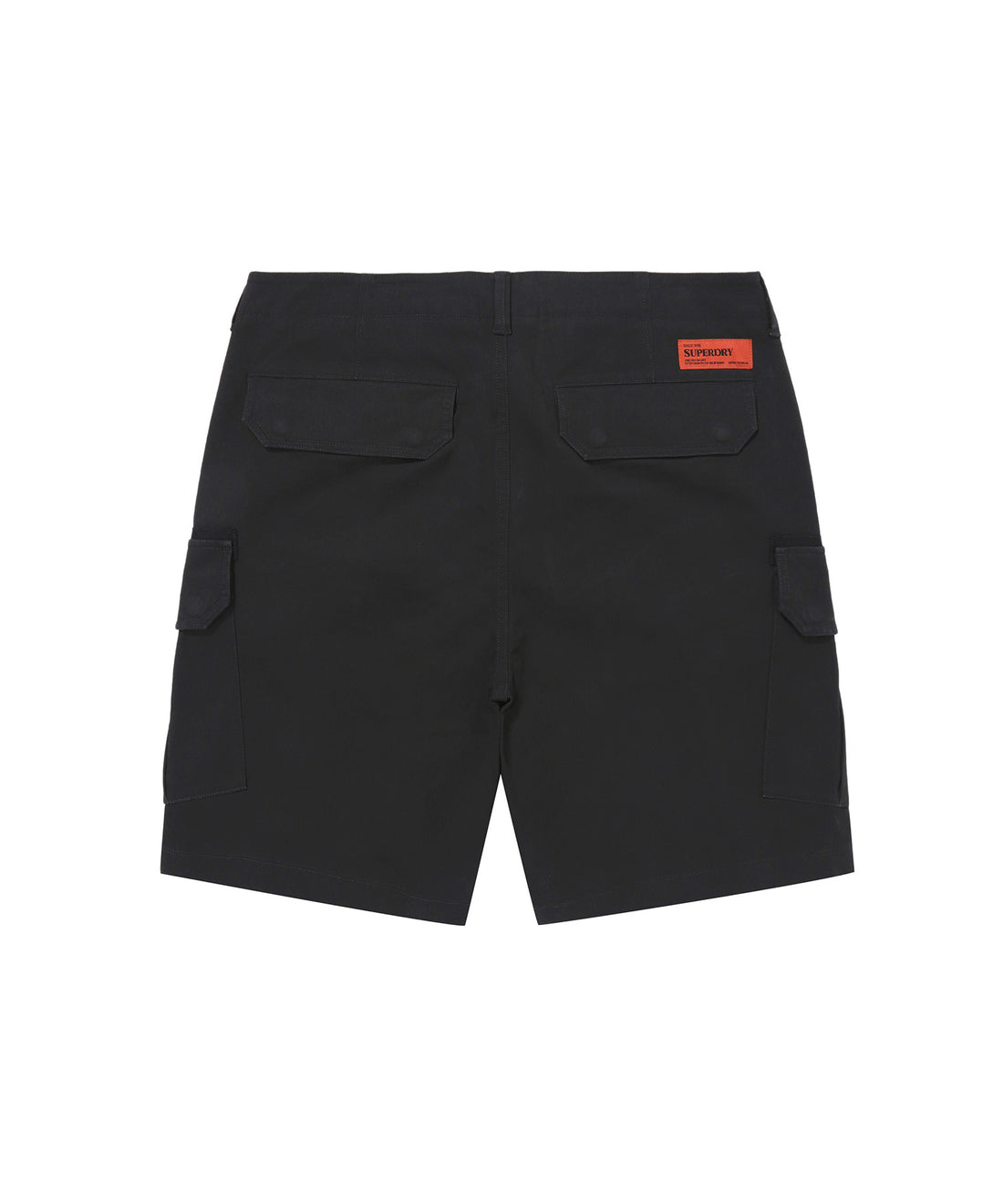 Label Cargo Cotton Shorts - Black