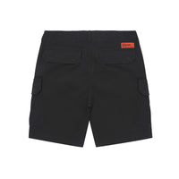 Label Cargo Cotton Shorts - Black