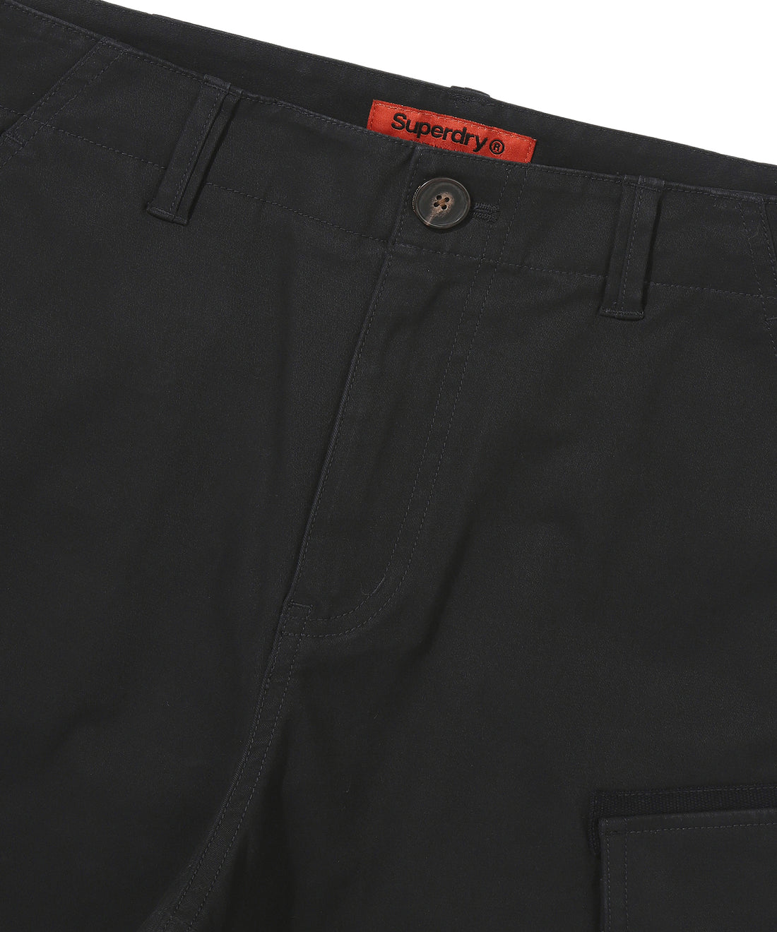 Label Cargo Cotton Shorts - Black