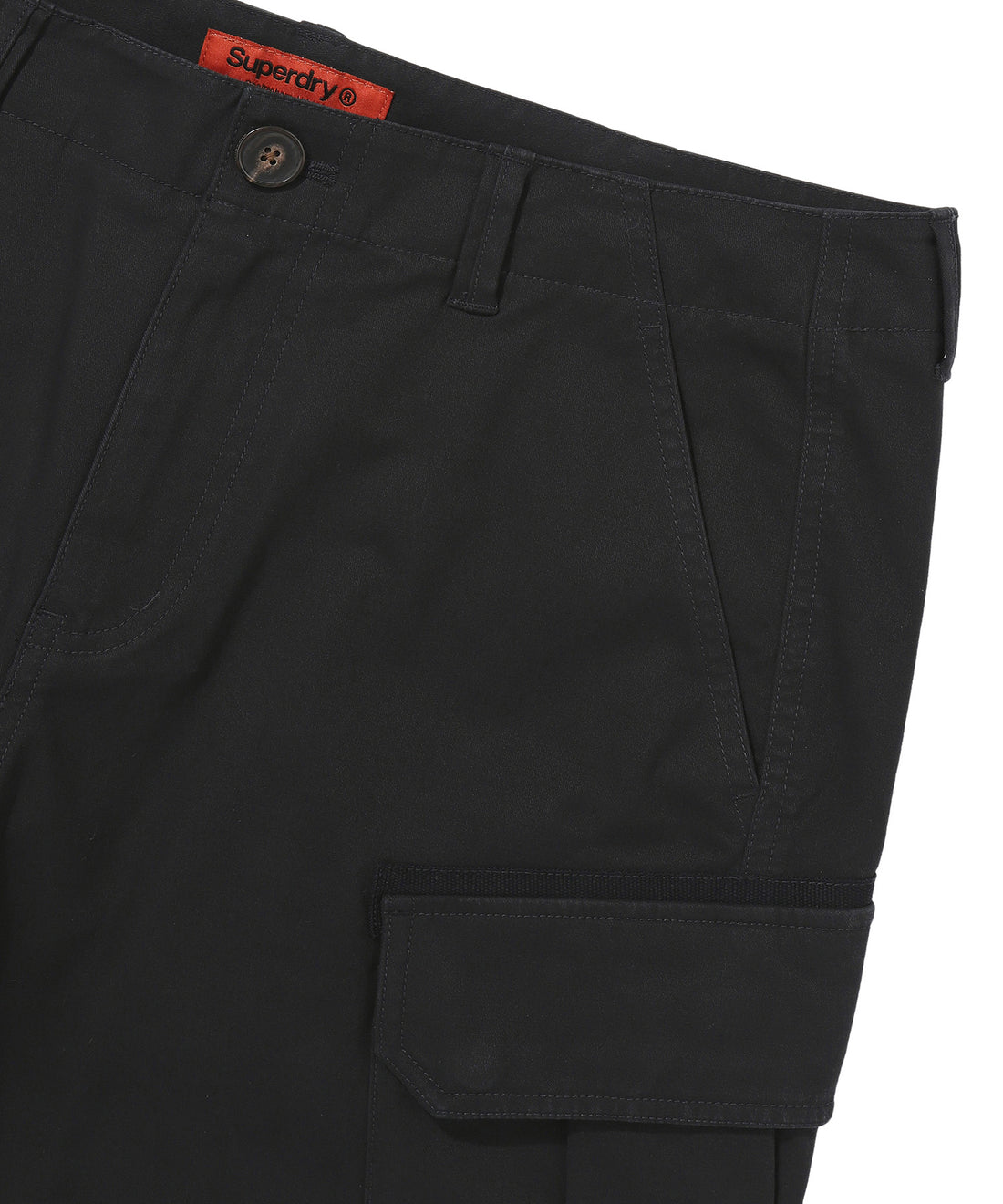 Label Cargo Cotton Shorts - Black