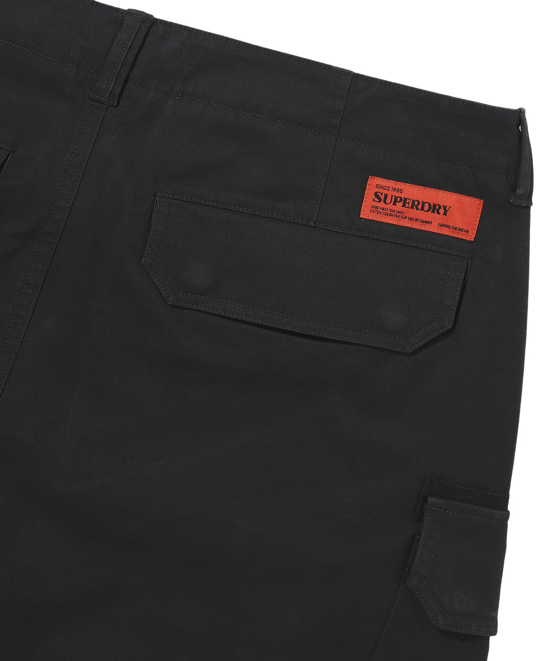 Label Cargo Cotton Shorts - Black
