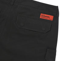 Label Cargo Cotton Shorts - Black