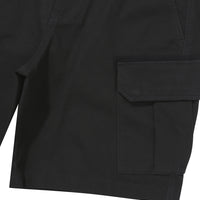 Label Cargo Cotton Shorts - Black