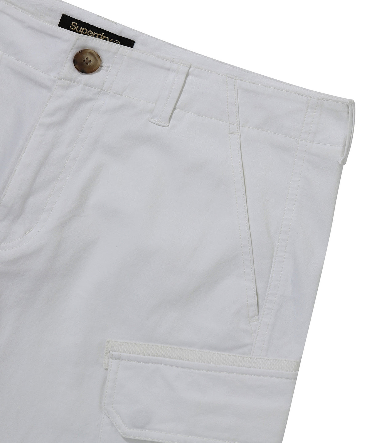 Label Cargo Cotton Shorts - Ivory