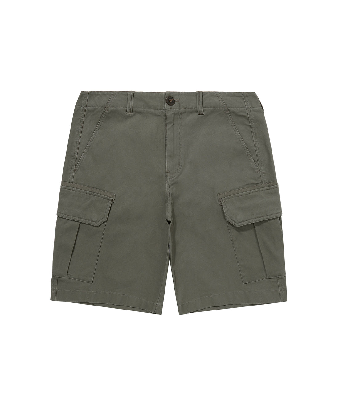 Label Cargo Cotton Shorts - Khaki Green
