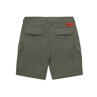 Label Cargo Cotton Shorts - Khaki Green